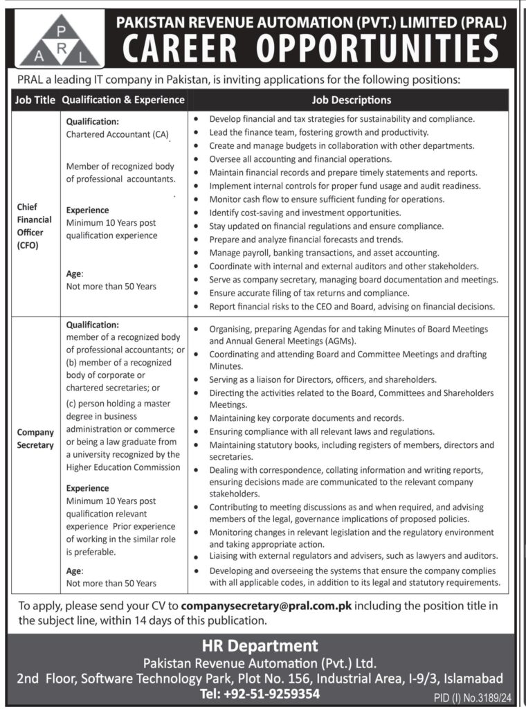 PAKISTAN REVENUE AUTOMATION (PVT.) LIMITED (PRAL)