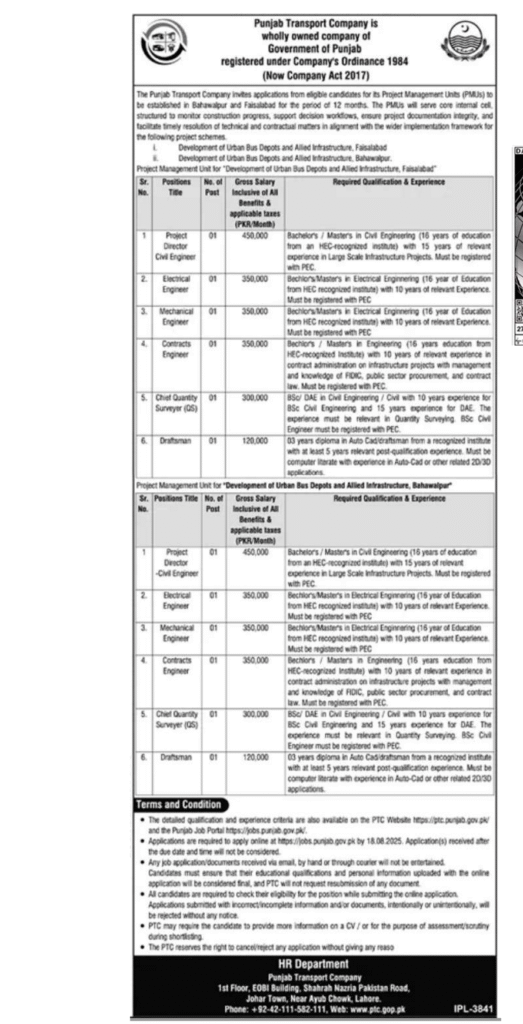 Punjab Transport Company PTC Jobs 2025